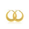 Nuevos aretes 2023 de acero de titanio chapado en oro que combinan con todo, en forma de C, oro rosa, estilo Maillard, aretes huecos con forma de cuerno y anillo de bolsa