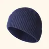 Gorro de Tricô Preto Unissex com Núcleo de Fio Elástico de Alta Elasticidade, Gorro de Tricô Liso, Circunferência da Cabeça Grande, Efeito Emagrecedor do Rosto, Touca