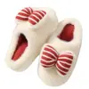 Chinelos de Algodão com Laço Feminino 2026 Novo Modelo para Casa Indoor Plush Quente com Solado Grosso Antiderrapante Silencioso Chinelos de Plush