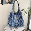 28161 Bolso chaleco estilo coreano azul lago refrescante bolso de mano tejido a cuadros de moda bolso de hombro de tela para clase de estudiante