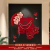 Decoraciones de Boda para Arreglos Festivos, Pegatinas para Puerta y Habitación Dormitorio con Palabras Felices, Pegatinas para Puerta de Boda, Estilo Chino para el Novio y la Novia