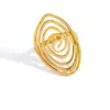 Anillo de Acero Inoxidable Transfronterizo, Personalizado, Sencillo, Moderno y de Alta Gama, Anillo Asimétrico Calado Color Dorado de 18K que Conserva el Color