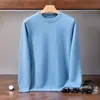 Suéter de cachemira con cuello redondo, nuevo modelo otoño e invierno 2026, suéter base para hombre de siete puntos de doble hebra engrosado, suéter de negocios casual para mediana edad