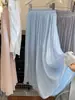Saia Shimmering de Seda Ilha com Barra Larga para Mulheres, Novo Estilo Verão 2026, Saia Longa Roxo Elegante com Efeito Drapeado