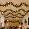 Fita Decorativa Garland de Estrelas Preto e Dourado para Ano Novo 2m Adereços de Decoração para Festa de Véspera de Ano Novo Ornamento Pendente de Lantejoulas de Estrela