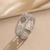 Anillo Exquisito Super Brillante de Circonita para Niñas, Lujo Accesible y Anillo de Apertura Ajustable de Gama Alta, Baño de Oro Real Simple