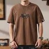 2025 verão novo pesado 250G manga ombro camiseta masculina solta plus size gordo branco juventude camiseta jaqueta maré