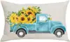 Transfronterizo Nuevo Primavera y Verano Girasol Coche Helado Flor Lino Estampado Cojín de Cintura Dormitorio Coche Decorativo Sofá