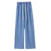 Talla Grande 180 Jin Jeans Tencel Mujer Verano Delgados Cintura Alta Corte Bajo Casual Primavera y Otoño Pantalones de Pierna Ancha Seda de Hielo