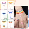Dia das Crianças Adesivo de Tatuagem Princesa Pintado à Mão Colorido Elsa Princesa Pulseira de Flor Azul Braço À Prova d'Água e Duradouro