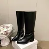 Botas Femininas Pretas de Salto Grosso Bico Fino Cano Alto Verão 2026 Super Quentes Emagrecedoras Botas de Cavaleiro Cano Alto Botas Longas
