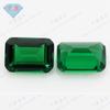 Gema Huagang con chaflán rectangular, piedra nanodesnuda verde plana, corte esmeralda, gema sintética anillada