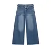 Jeans Reto Simples Novo Estilo Europeu Transfronteiriço Z para Mulheres 2026 com Cinto Jeans Lavado 8727029