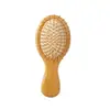Pente de bambu e madeira com almofada de ar para uso doméstico, pente de massagem meridianos com cabeça de borracha de bambu, pente volumizador para couro cabeludo para cabelos cacheados e lisos