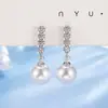 Brincos de Prata S925 com Pino de Prata, Pérola de Imitação de Diamante de Contas Únicas de Alto Padrão, Luxo Simples e Acessível, Exquisitos, Elegantes, para Primavera e Verão, Atacado