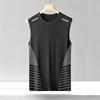 Chaleco de Seda de Hielo para Hombre, Moderno, Delgado, Transpirable, de Secado Rápido, Deportivo, Casual, Chaleco Ancho, Ropa Exterior, Camiseta sin Mangas de Cuello Redondo para Hombre, Verano