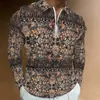 Camisa polo masculina de manga longa com zíper, europeia e americana, estilo business casual, com padrão xadrez e colarinho clássico