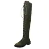 2026 Clásico Nuevo Estilo Europeo y Americano con Cordones Punta Redonda Charol Botas Largas Botas para Mujer Comercio Exterior Talla Grande 41-43