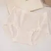 Roupa íntima feminina de algodão modal com poá em gaze colorida, cintura média, com acabamento em renda e design que abraça os quadris, Tamanho Plus Size para Mulheres Gordinhas, Shorts Triângulo Estilo Coreano com Poá