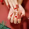 Uñas Portátiles de Navidad Copo de Nieve Amor Brillo Manicura Uñas Postizas Cortas Almendra Mariposa Uñas Largas Europeas y Americanas Venta al por Mayor