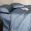 2026 Novo Conjunto Simples e Luxuoso de Quatro Peças 120S Algodão Integral Algodão de Fibra Longa Cor Sólida de Algodão Puro: Lençol de Cama, Capa de Edredom, Fronha e Colcha