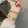 Pulseira com Fecho em Aço Titânio 18K Banhado a Ouro, Não Desbota, com Dez Diamantes para Mulheres, Pulseira Oval Exquisita de Alta Qualidade, Item Popular de Venda Transfronteiriça