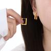 Pendientes de puerta sencillos y elegantes con forma geométrica hueca rectangular, largos y cortos, joyería de moda en línea, pendientes transfronterizos de acero y titanio de celebridades