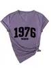 1976 Vintage Amazon Ebay Sitio Independiente Casual Cómodo Versátil Camiseta de Manga Corta con Cuello en V para Mujer Camiseta Base