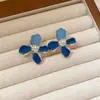 Estilo Pintura al Óleo Jardín de Monet Pendientes de Flor de Amor Perla Pendientes de Temperamento de Moda Lujo Ligero Pendientes de Gama Alta Venta al por Mayor