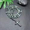 Amazonas Piedra Natural Colgante de Cruz Collar Piedra Ojo de Tigre Cruz Vesícula Biliar de Hierro Rosario para Hombres Collar Venta al por Mayor