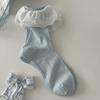 Calcetines Blancos Grandes de Encaje para Mujer Primavera y Verano Coreanos de Media Caña Finos Blancos Calados Japoneses Lolita de Rizo