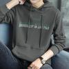 Suéter negro pesado de 320 g para hombre, chaqueta con capucha de manga larga cálida con forro polar y estampado de letras de moda