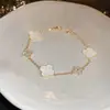 Levemente doce e vibrante~ Pulseira quadrada de zircônia cúbica rosa com cravação em garra, pulseira de mão fresca e doce, joia de mão de luxo leve e de alta qualidade
