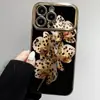 Adequado para capa de celular iPhone 16 Pro Max estampa de leopardo orquídea, dourado galvanizado para Apple 15, 14/13, novo modelo anti-queda