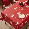 Toalha de Mesa Festiva Impermeável e à Prova de Óleo, Não Lavável, Ano do Cavalo, Decoração Atmosférica de Ano Novo Chinês, Jogo Americano Vermelho para Mesa de Jantar, Toalha de Mesa para Mesa de Centro