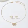 Conjunto de Colar e Brincos Laço Ins Design Fashion Estilo Cool Corrente Clavicular Joias de Nicho de Luxo Acessível