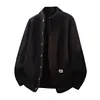 2026 Novo Outono/Inverno Transfronteiriço Masculino Gola Alta Cor Sólida Simples Suéter Tricô Tamanho Grande Moda Casual Jaqueta Cardigan