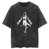 Camiseta Oversize Lavada Hip Hop Streetwear Harajuku Gráfico de Anime