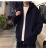 Sudadera con capucha para hombre, cárdigan de color liso de moda para primavera/otoño, chaqueta casual estilo coreano, versátil y elegante, top con cremallera estilo Hong Kong