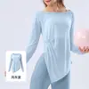 Conjunto Yoga Duas Peças Novo Estilo Outono para Mulheres Cover-Up com Bainha Torcida em Fio de Bambu Calças Longas de Cintura Alta Controle de Barriga Conjunto Pilates