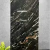 Azulejos de Piso de Pedra de Luxo Estilo Francês Preto Minimalista com Padrão de Mármore 60*120 Azulejos Cerâmicos para Hotéis e Supermercados, Azulejos Brilhantes Cor de Café