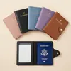 Portapasaportes de cuero con hebilla de avión dorada transfronteriza, protector de pasaporte engrosado, estuche para documentos y pasaporte de cuero PU