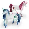 Conjunto de 2 Peças de Figuras de Unicórnio Fantasia Modelos de PVC Coleção de Unicórnios Coloridos Criaturas Míticas Brinquedos Decorativos para Crianças Figuras de Cavalos Mágicos