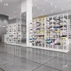 Coluna com Luzes Display Rack Loja Loja de Tênis Esportivos Rack de Exibição de Sapatos Ilha Fixa Rack de Exibição de Prateleiras Suporte de Sapatos Comercial