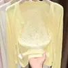 Cárdigan de protección solar para mujer, chaqueta de punto fina, chal amarillo, top de verano para combinar con un vestido tipo camisola, cobertura corta