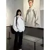 Sudadera con capucha de punto tipo cárdigan con cremallera y cuello alto deportivo retro americano para hombre y mujer, primavera y otoño, para pareja, holgada, con retazos de rayas, chaqueta moderna