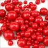 Directo de fábrica cadena de bolas suéter color sólido rojo con cuentas cuentas hechas a mano cuentas sueltas venta al por mayor