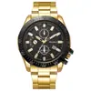 Nuevo Reloj de Moda para Hombre de Tres Ojos con Calendario, Tendencia de Venta Caliente, Correa de Cuero, Venta al por Mayor y Dropshipping del Fabricante, Esfera Grande