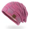 9875 Chapéu de Lã Tricotado Colorido Misto com Forro de Fleece Outono e Inverno Versátil Quente e Fashion Chapéu Pulôver Chapéu de Inverno Feminino Europeu e Americano