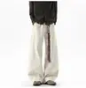 Pantalones de trabajo de retazos deconstruidos estilo americano para hombre, pantalones casuales versátiles de pierna ancha, corte limpio, corte holgado, nuevos y modernos